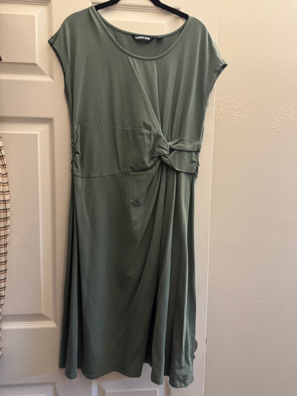 Lands' End Olive Knot-Front Midi Dress